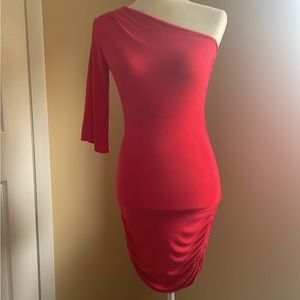 Rubicon red bodycon one shoulder dress Sz: S